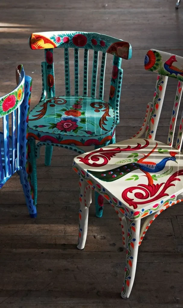 Acrylic paint designs for Wooden Chairs